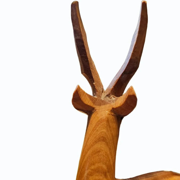 Vtg Hand Carved 7.5” Wood Antelope Deer Gazelle Statue/Figurine Made in Kenya Ta - Picture 5 of 11